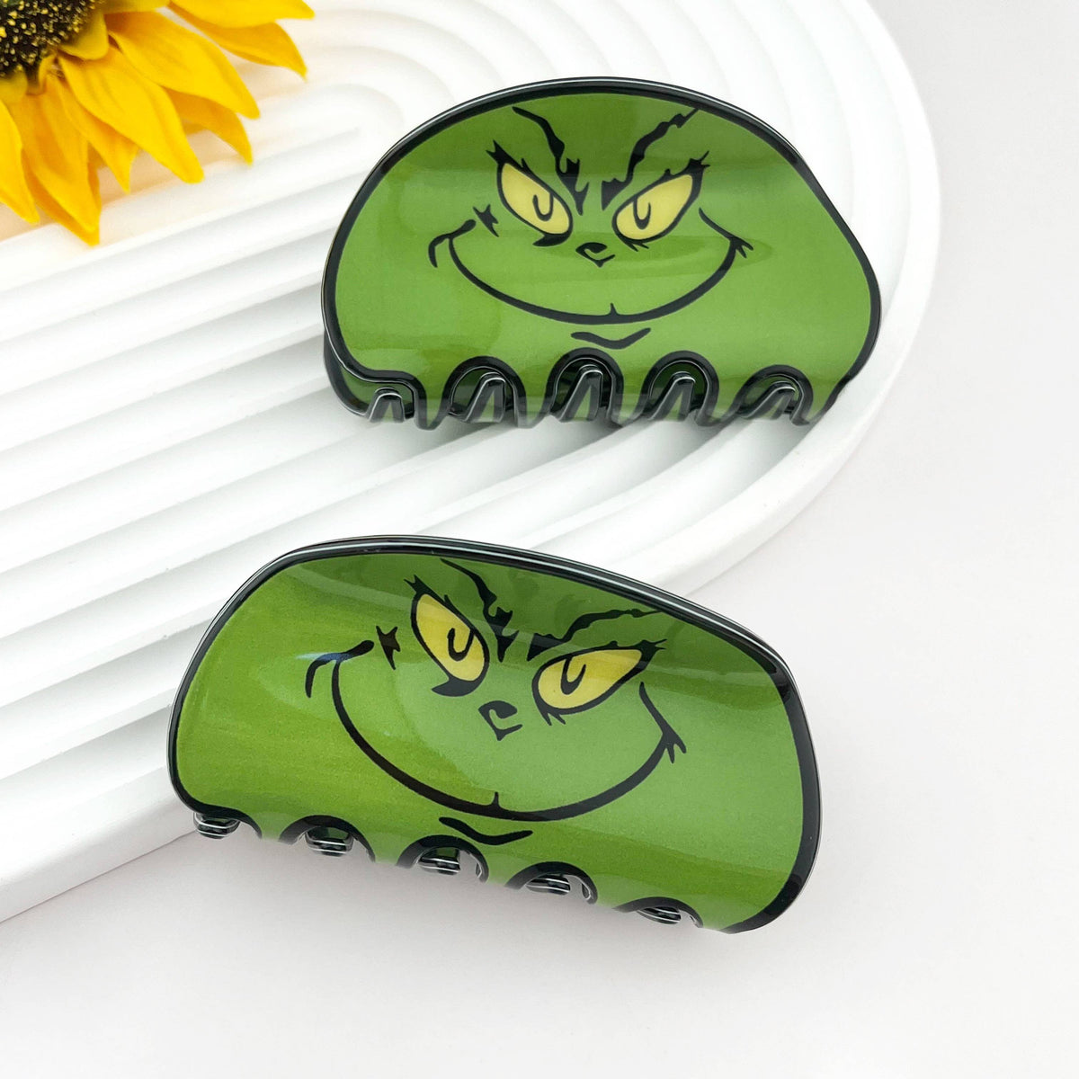 Christmas Green Monster Holiday Print Hair Claw Clip