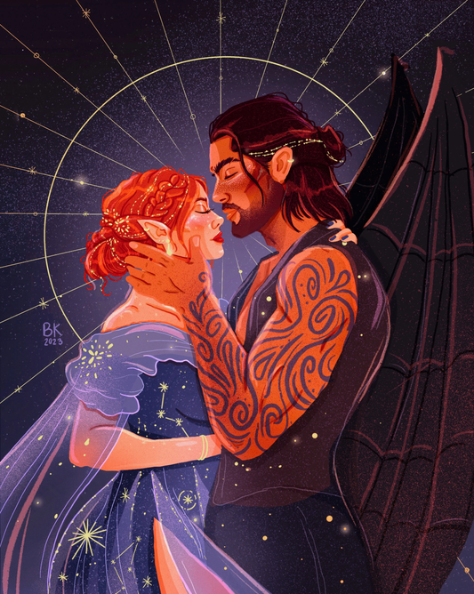Nesta & Cassian - Gold Foil - ACOTAR Inspired (Art Print)