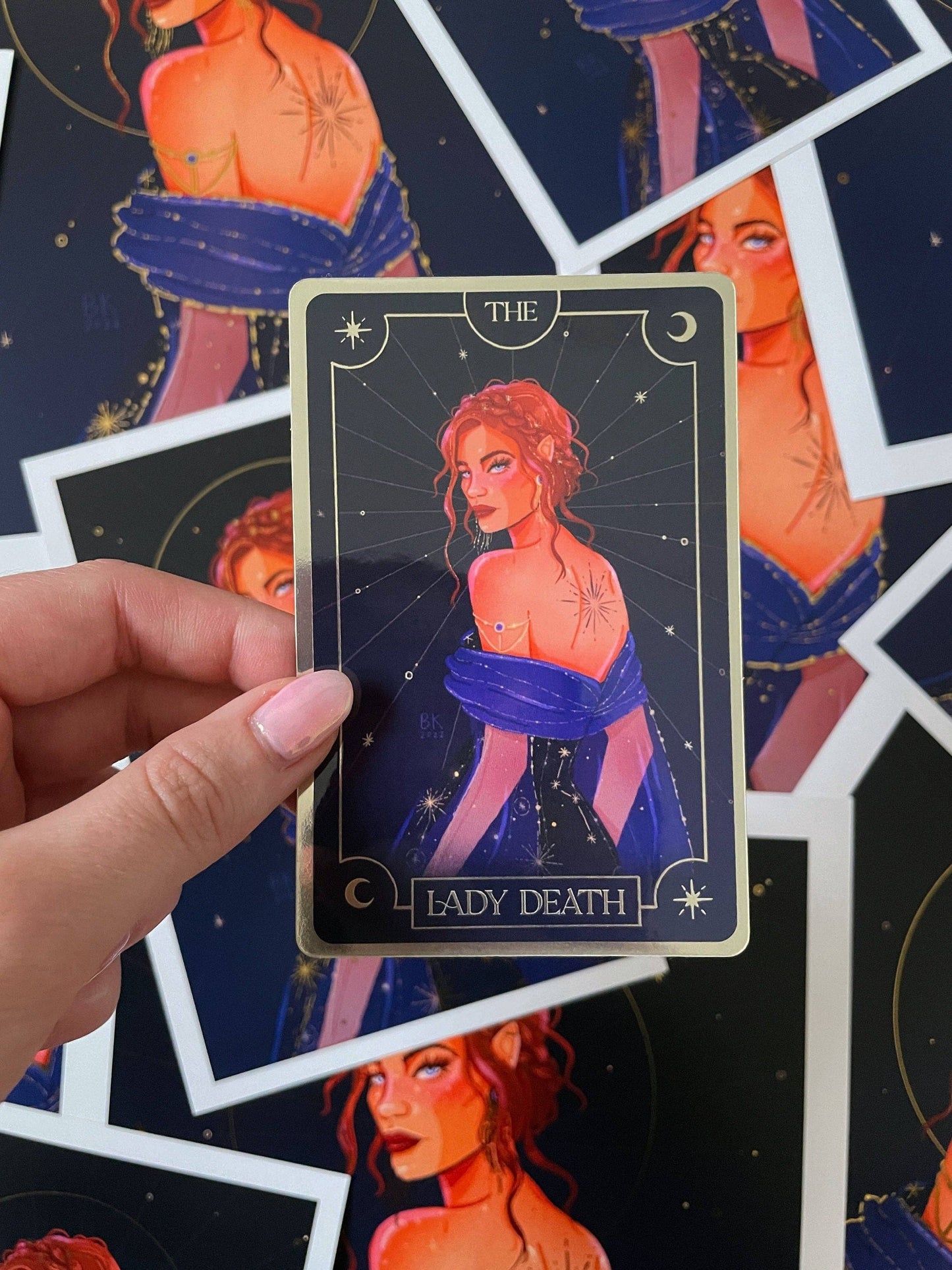 Lady Death - Nesta Tarot Card (Gold Foiled Vinyl Sticker)