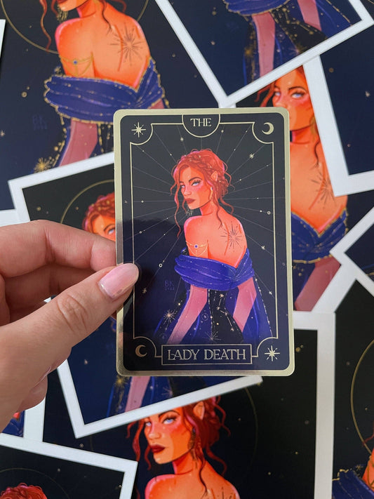 Lady Death - Nesta Tarot Card (Gold Foiled Vinyl Sticker)