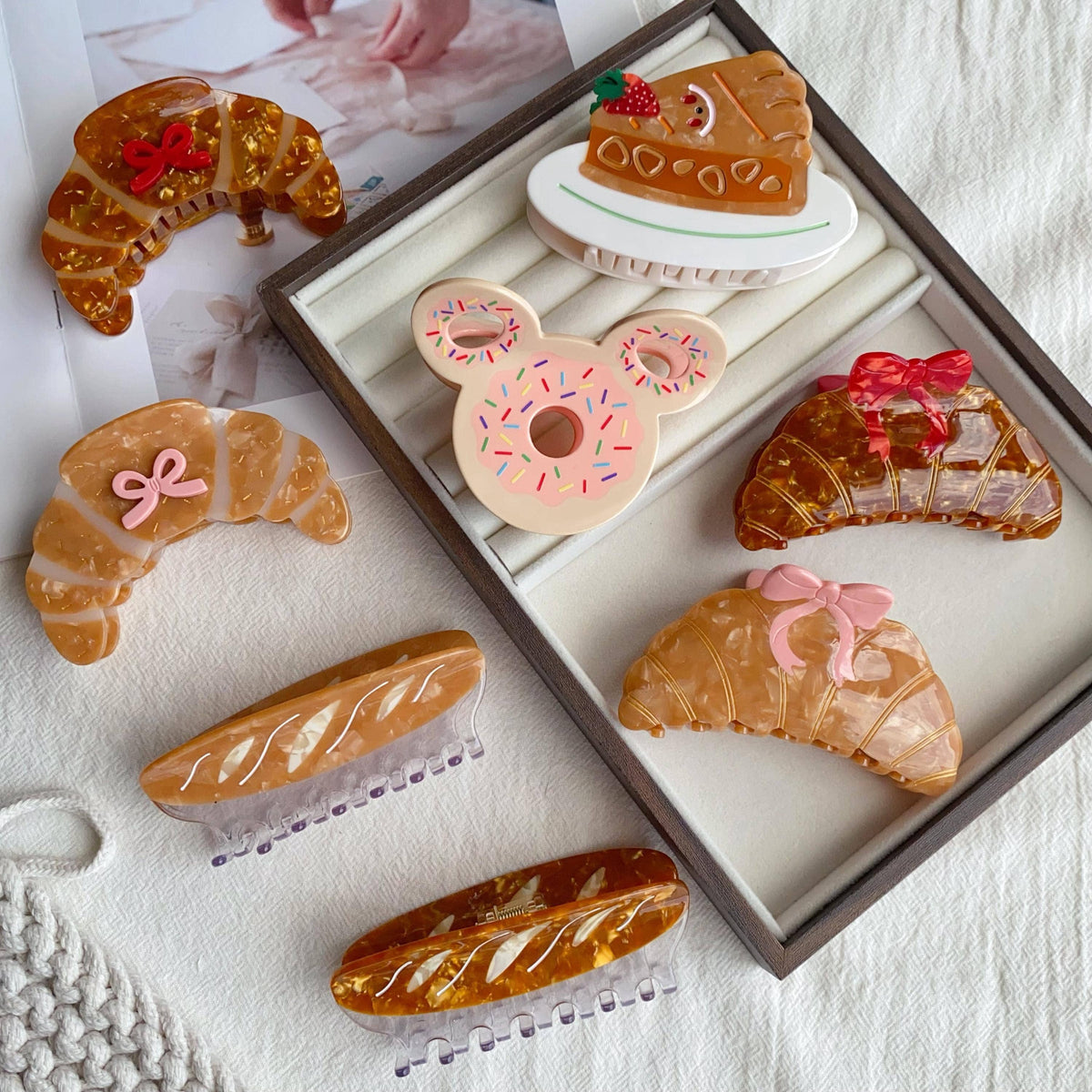 Bakery Croissant Acetate Hair Claw Clip