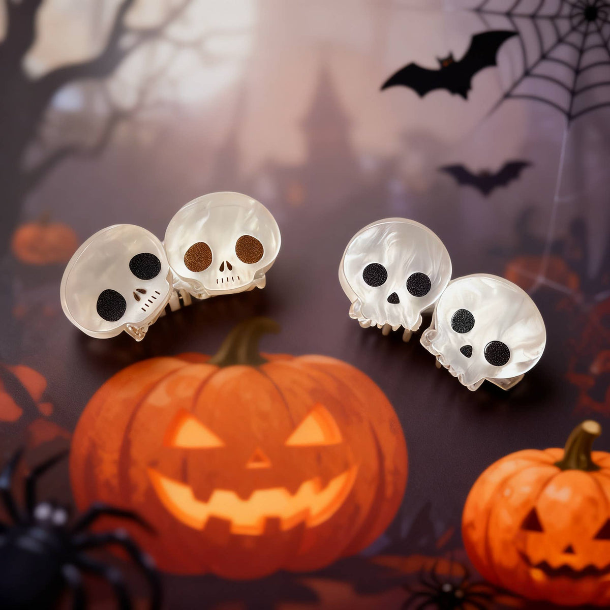 Mini Halloween Pumpkin Ghost Skull Cat Hair Claw Clip