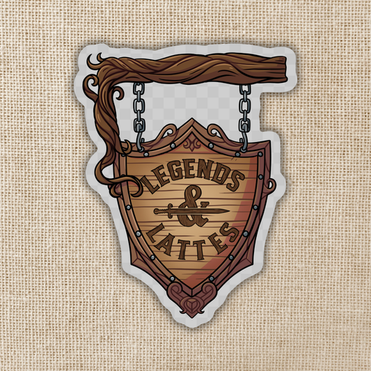 Legends & Lattes Cafe Sign (Vinyl Sticker)