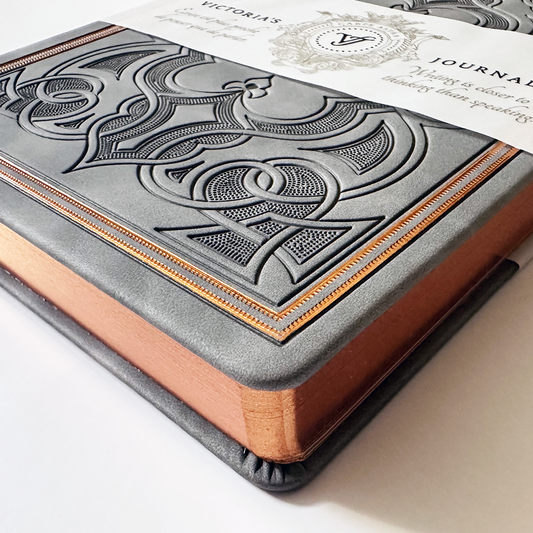 Victoria's Journals Antique Style Journal (Hard Cover) (Grey)