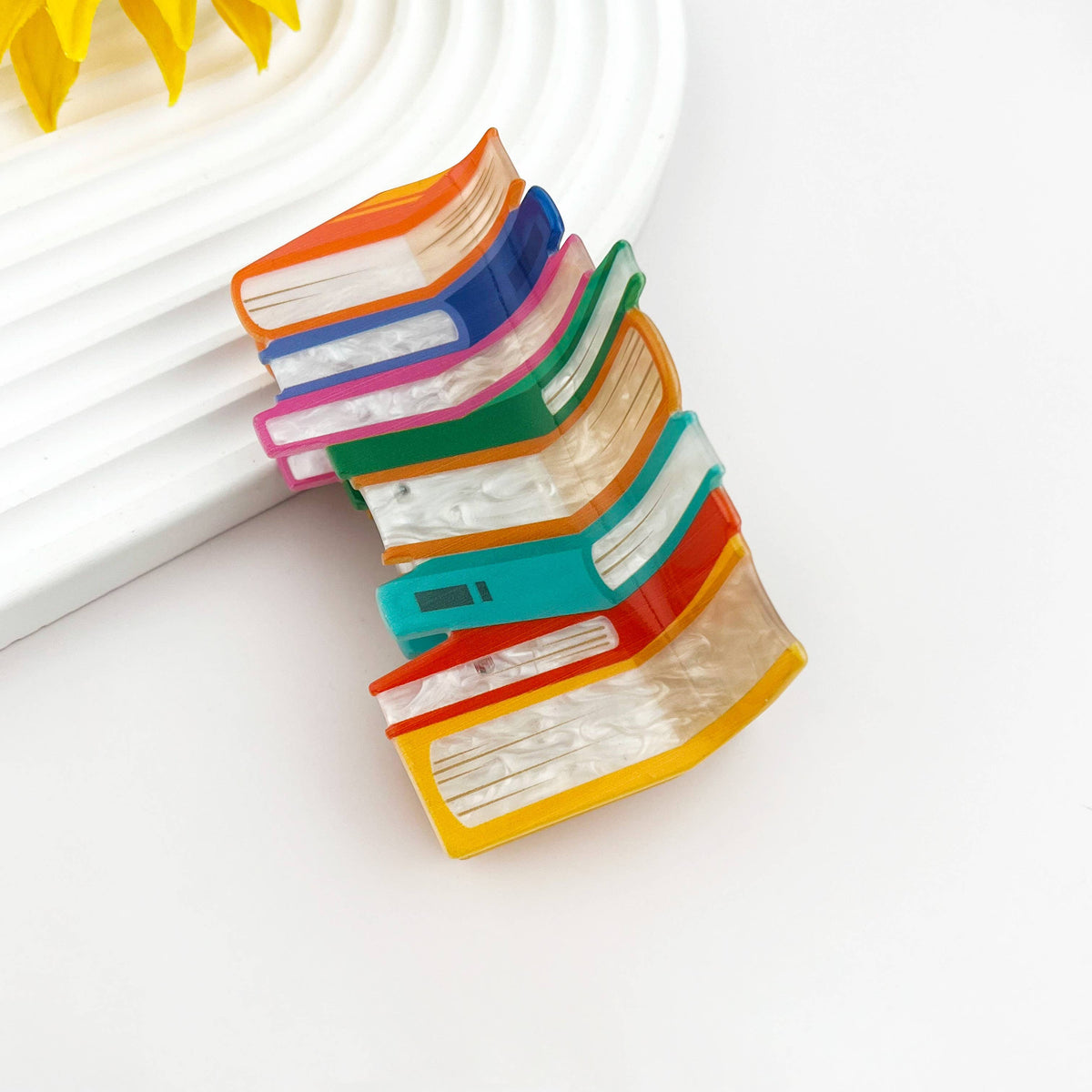 Large Book Stack Print Hair Claw Clip for Book Lovers