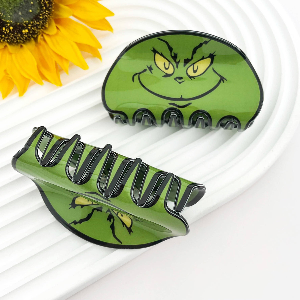 Christmas Green Monster Holiday Print Hair Claw Clip