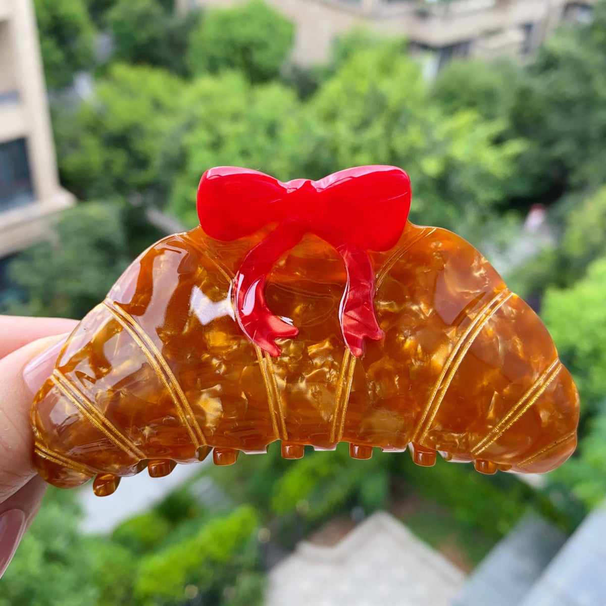 Bakery Croissant Acetate Hair Claw Clip