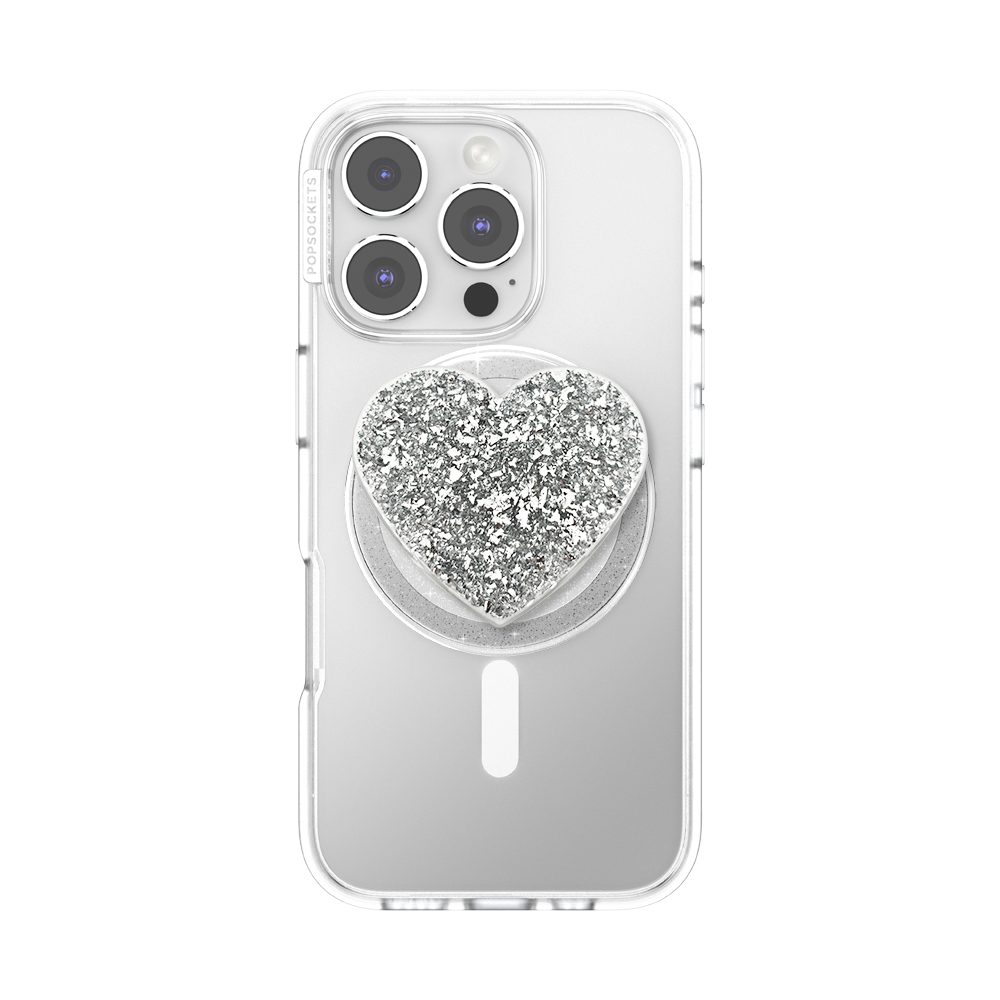 PopSockets MagSafe Confetti Heart Silver Sizzle