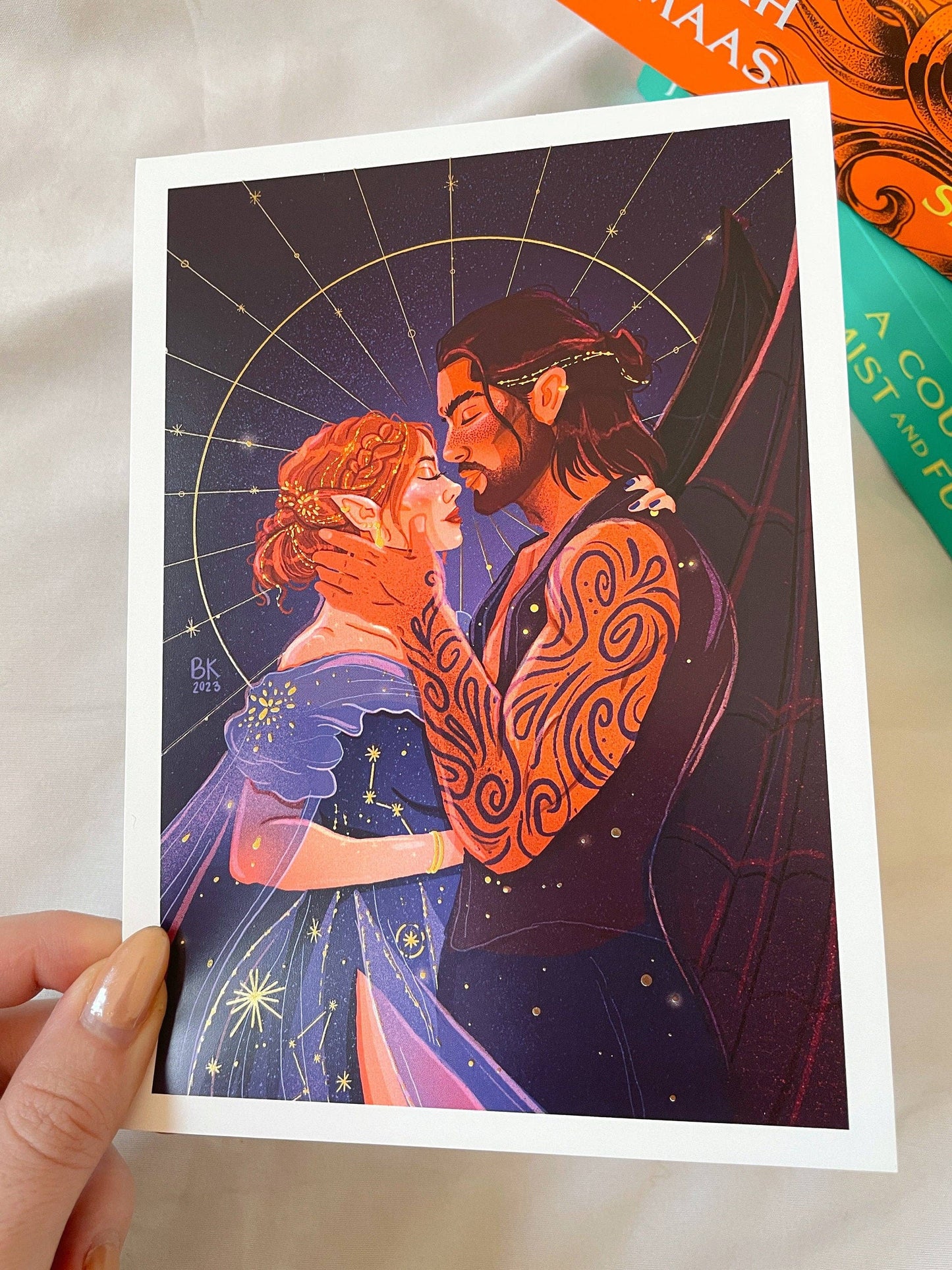 Nesta & Cassian - Gold Foil - ACOTAR Inspired (Art Print)