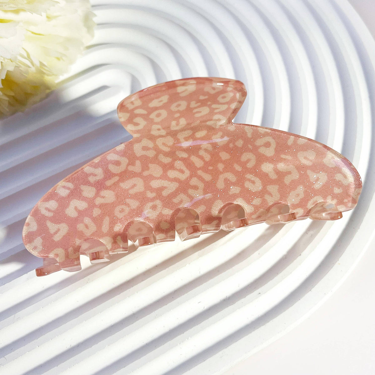 Glitter Leopard Print Acrylic Hair Claw Clip