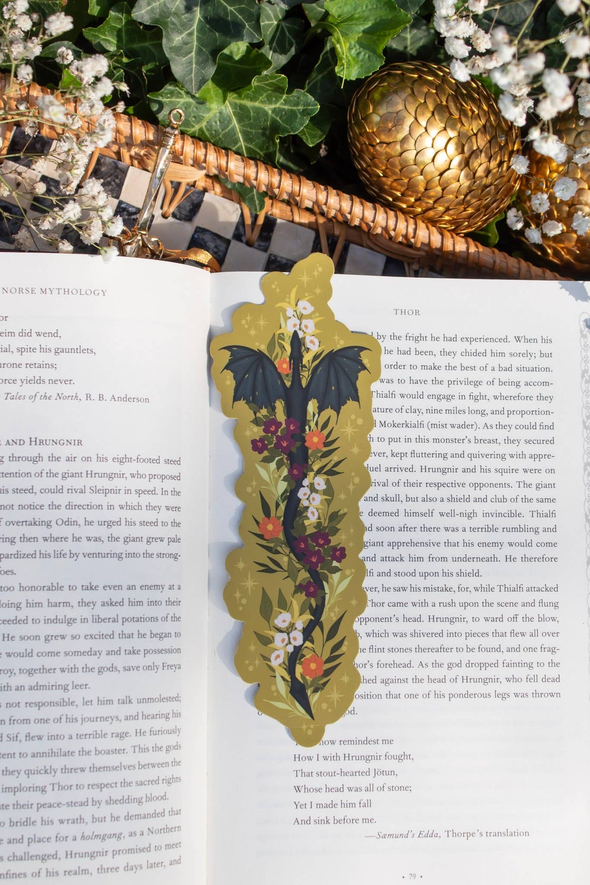 Floral Wyvern Die-Cut Bookmark