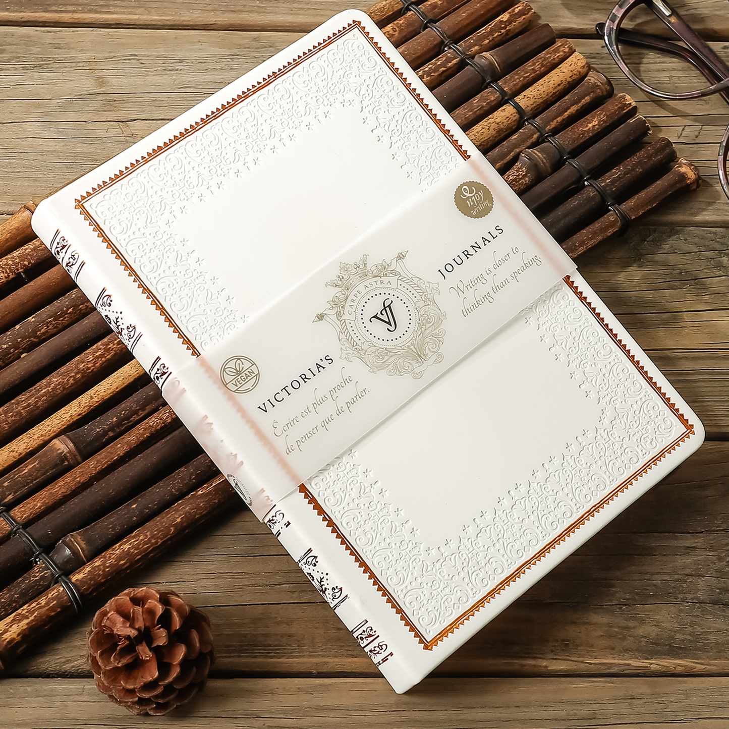 Victoria's Journals Antique Style Journal (Hard Cover) (White Lily)