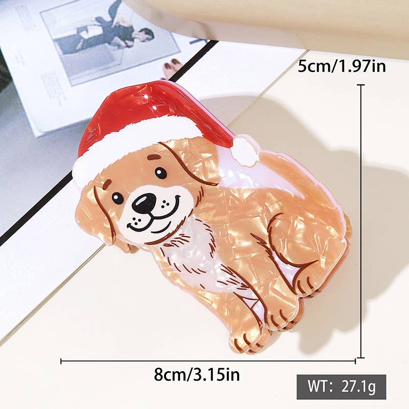 Cute Christmas Animal Santa Hat Hair Claw Clip