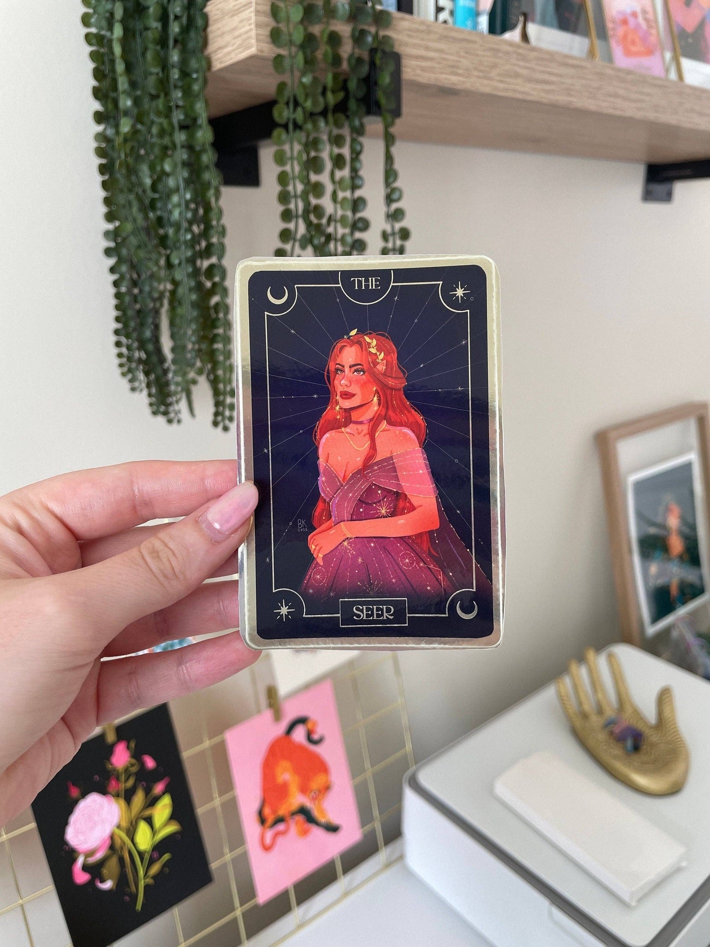 The Seer - Elain Tarot Card (Gold Foiled Vinyl Sticker)