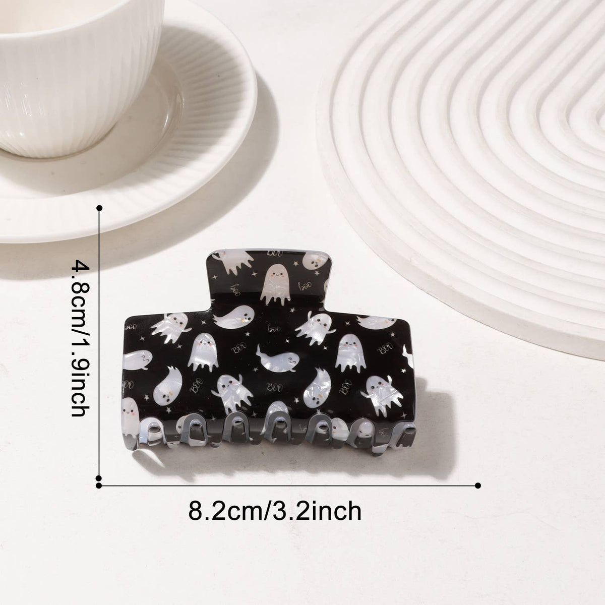 Halloween Ghost Spider Skull Print Hair Claw Clip