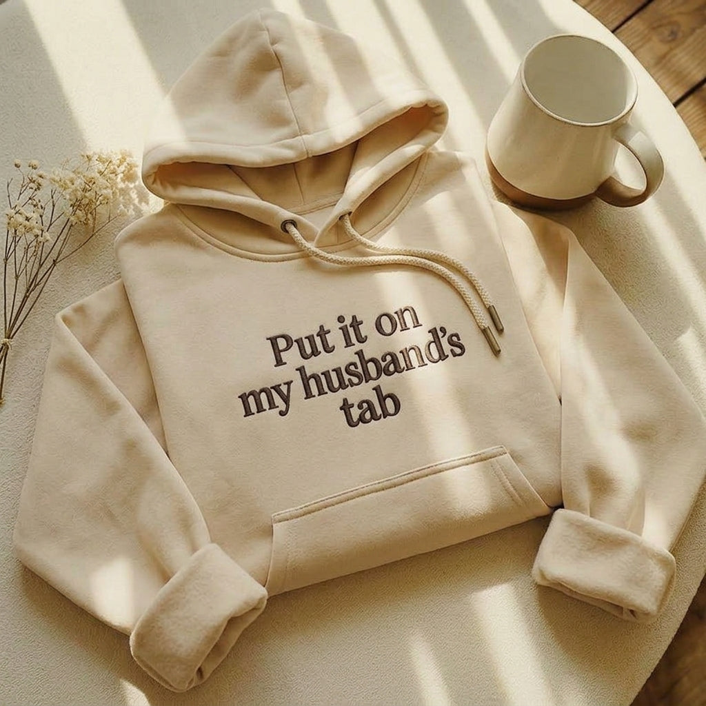 Put It On My Husband’s Tab - Embroidered Sweater