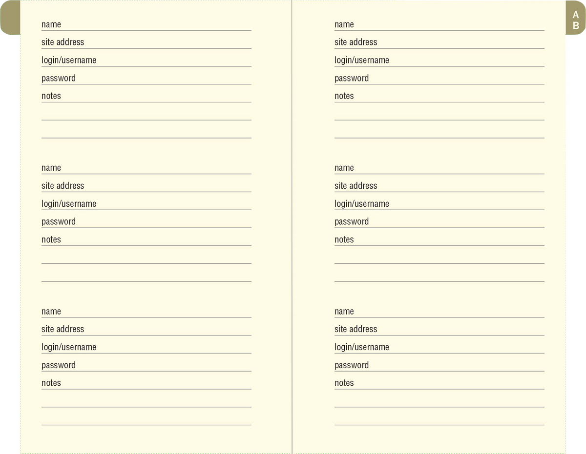 The Personal Internet Address & Password Organizer - WTF?