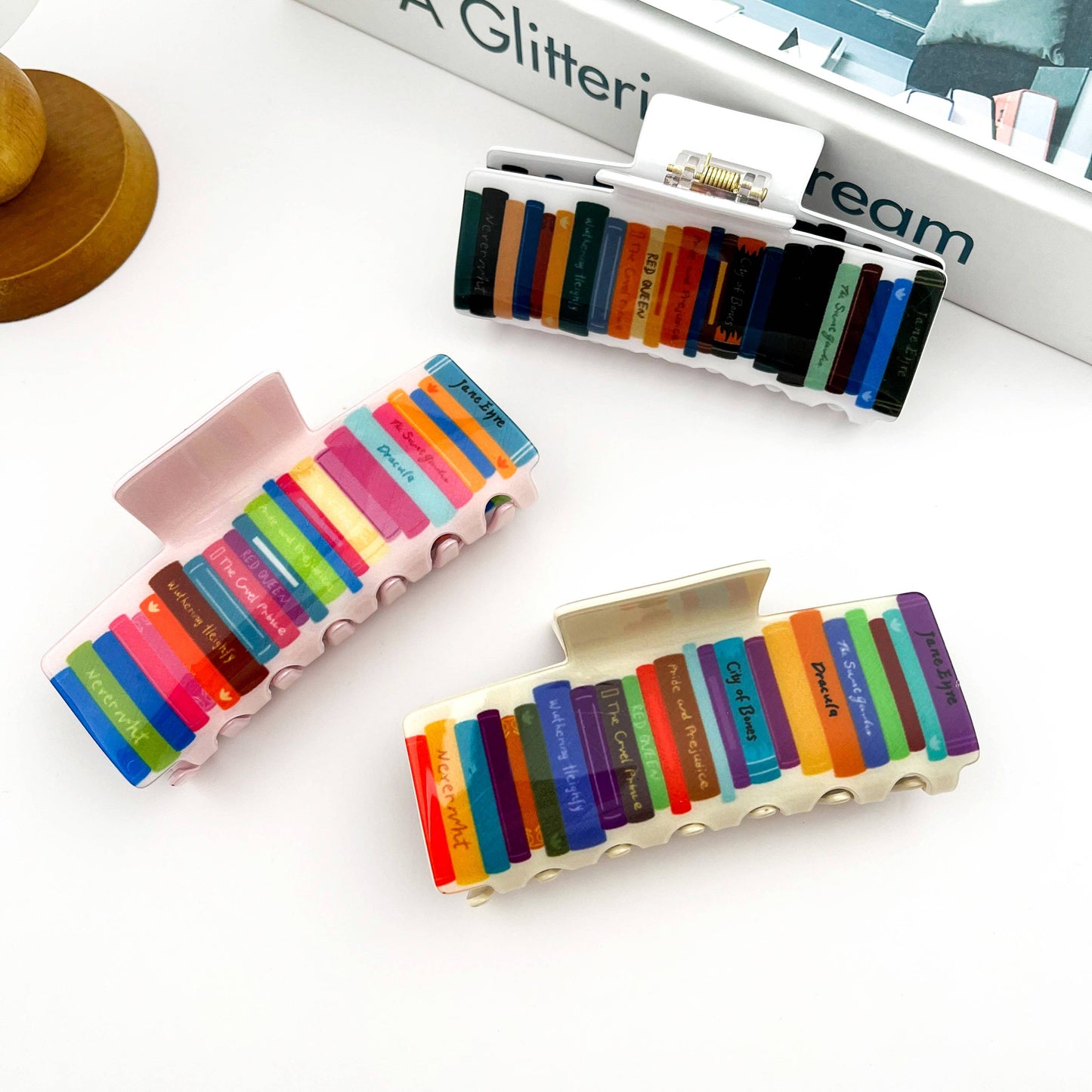 Colorful Stacked Books - Hair Claw Clips