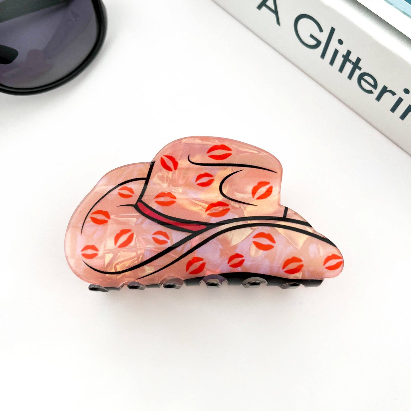 Pink Cowboy Hat - Hair Claw Clips